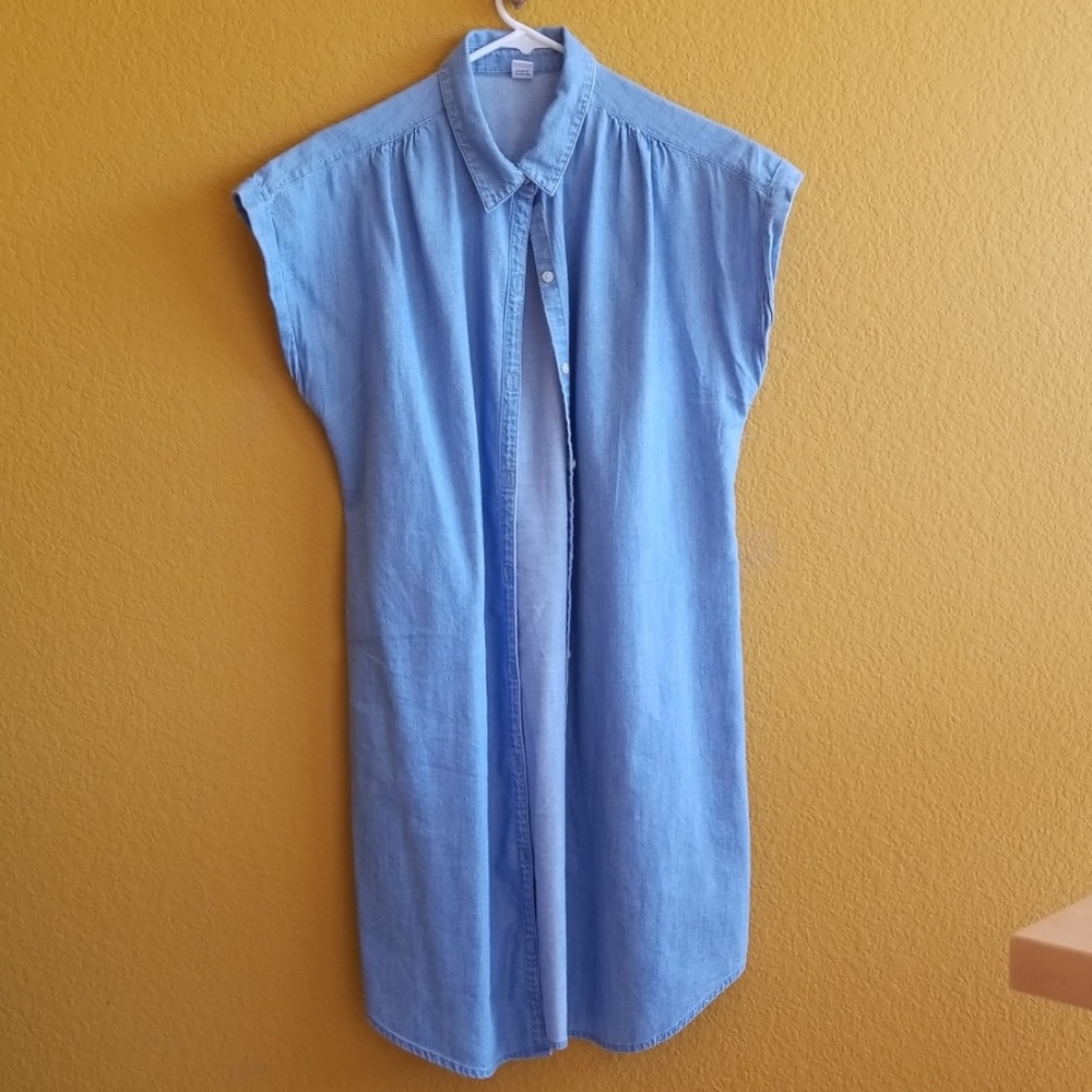 L, chambray, button down dress